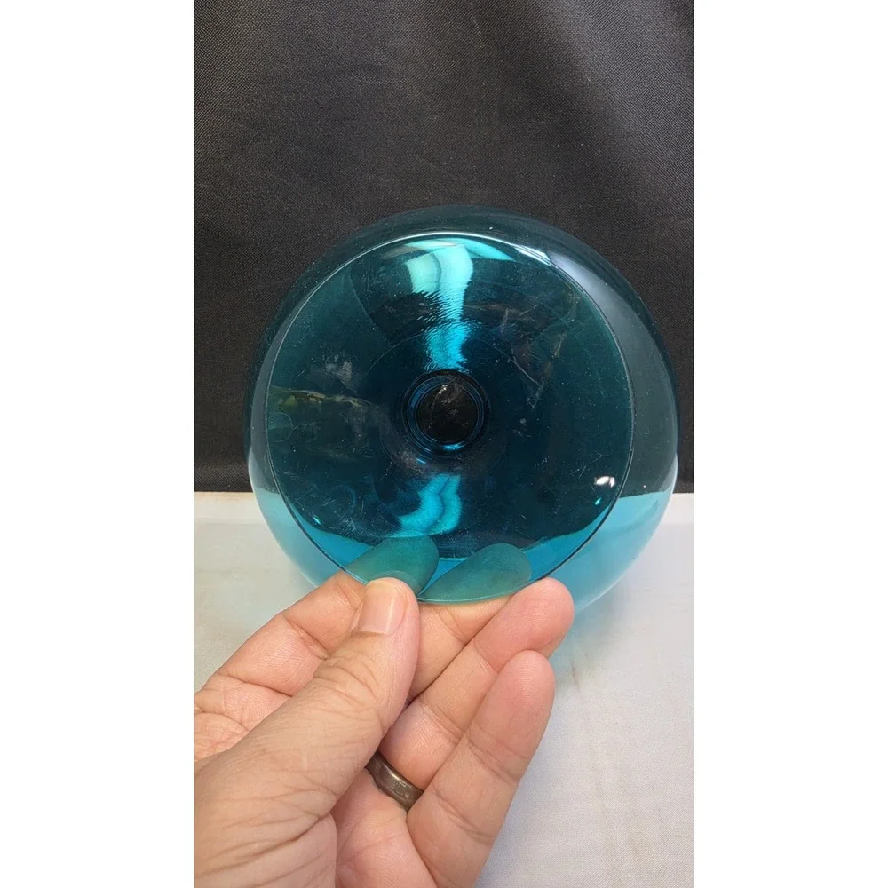Vintage Empoli Optic Brandy Snifter Vase Art Glass Aqua Blue